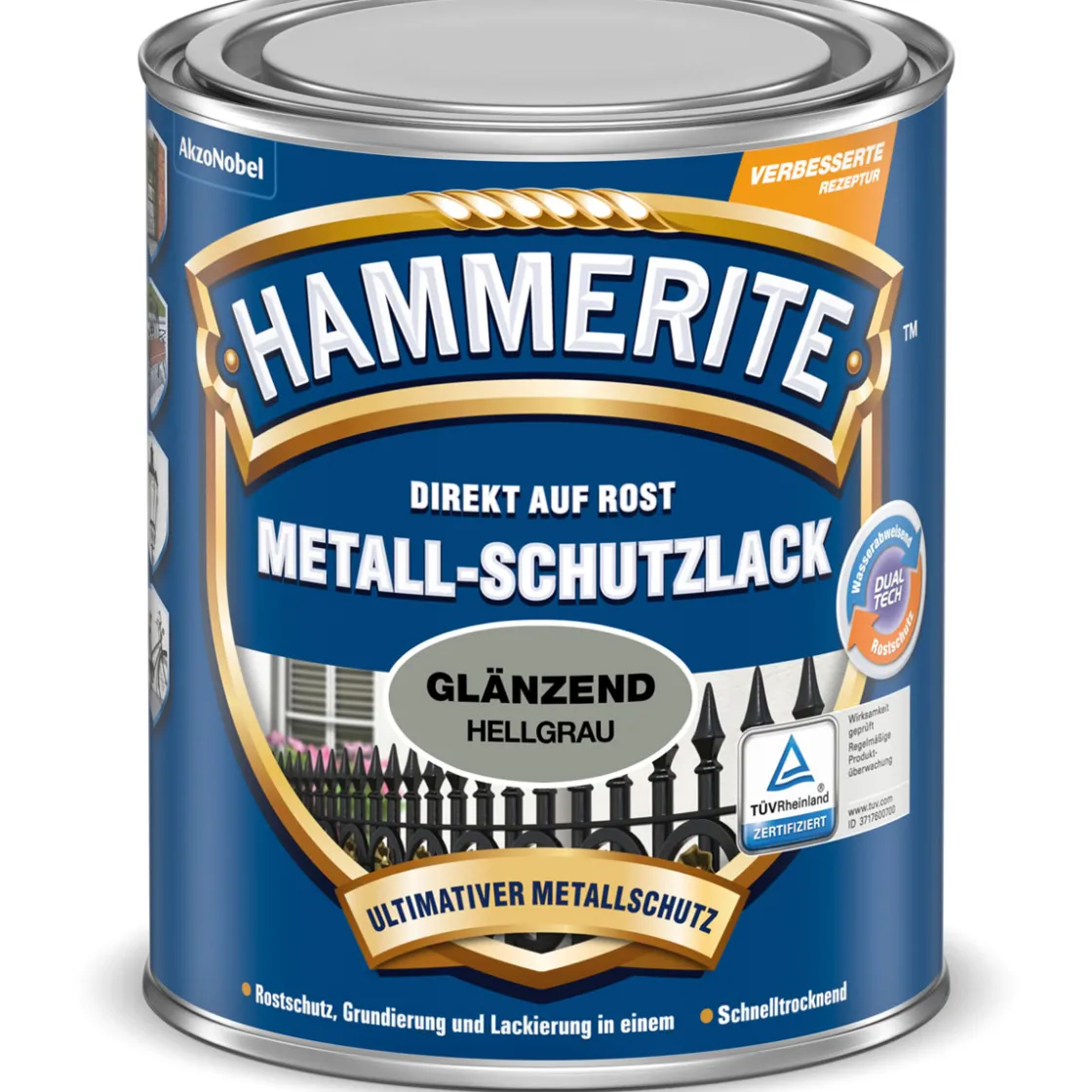 Metallschutzlack hellgrau glänzend 250 ml ^ Hammerite Discount