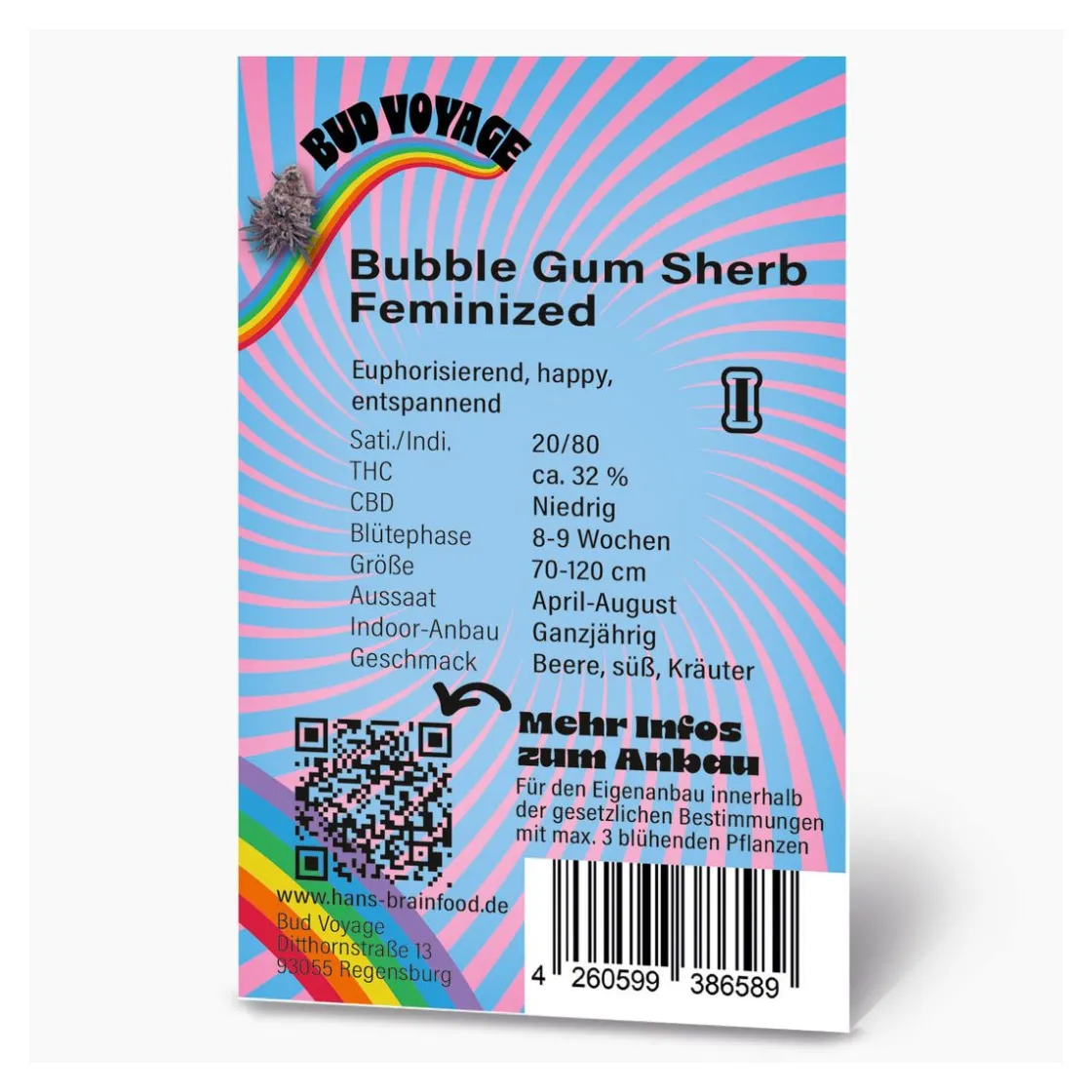 Hanfsamen BudVoyage Bubble Gum Sherb Fem3 Samen ^ Bud Voyage New