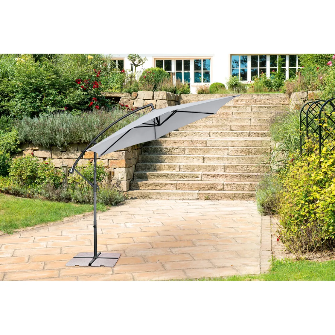 Ampelschirm Salerno 300 cm silber/grau ^ Haveson Clearance