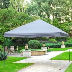 Faltpavillon LxBxH 367 x 366 x 340 cm Farbe grau Stahlrahmen Überzug aus Polyester ^ Haveson New