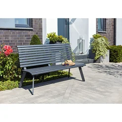 Gartenbank Halmstad anthrazit 150 x 89 x 63 cm ^ Haveson Sale