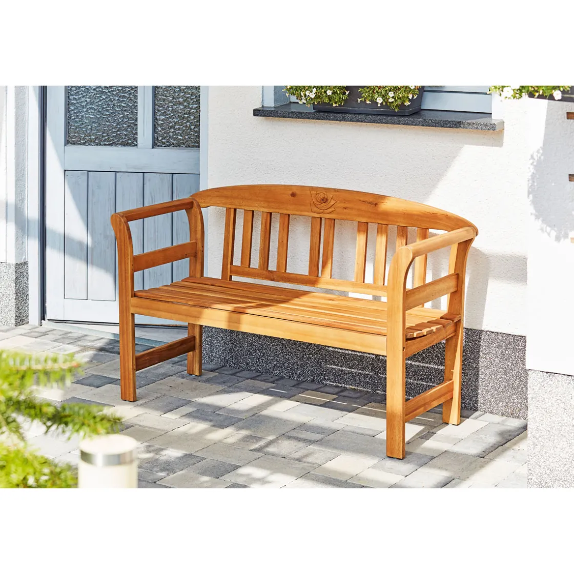 Gartenbank Lorient 130 x 79 x 50 cm mit Rosendekor ^ Haveson Online