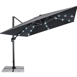 LED-Ampelschirm Cremona 300 x 300 cm anthrazit ^ Haveson