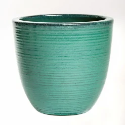 Pflanztopf Feine Rille türkis glasiert Durchmesser 28 x 27 cm ^ Haveson Hot
