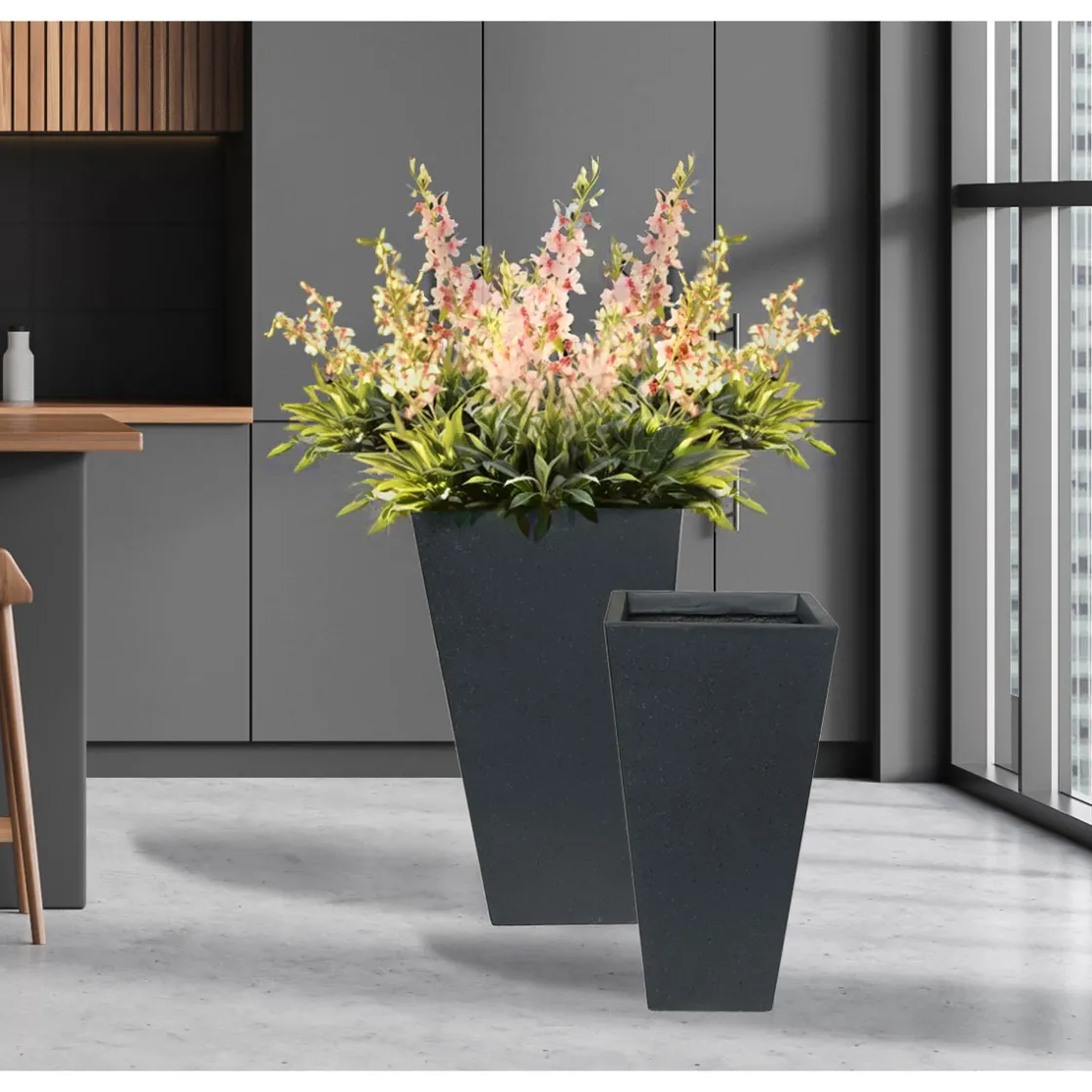 Pflanztopf Terrazzo konisch-eckig 42 x 42 x 75 cm ^ Haveson