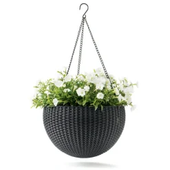 Rattan-Pflanzampel Durchmesser 35 cm anthrazit ^ Haveson