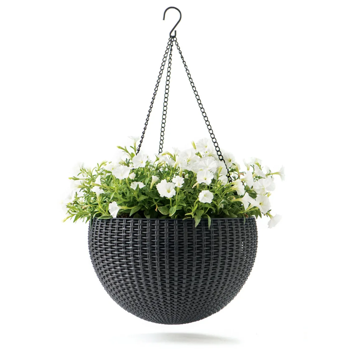 Rattan-Pflanzampel Durchmesser 35 cm anthrazit ^ Haveson