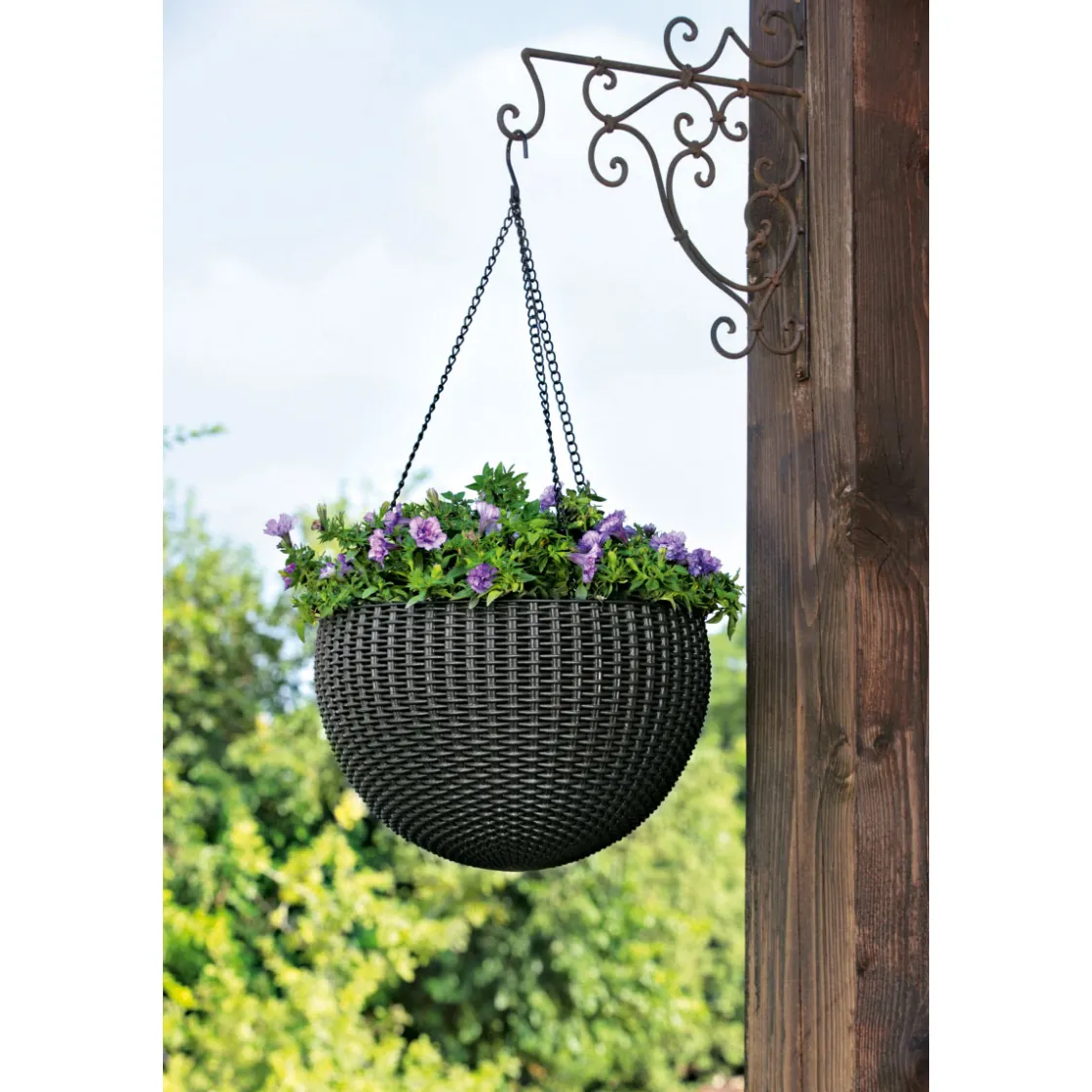 Rattan-Pflanzampel Durchmesser 35 cm anthrazit ^ Haveson