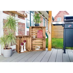Holzkiste geflammt 50 x 40 x 30 cm ^ Clearance