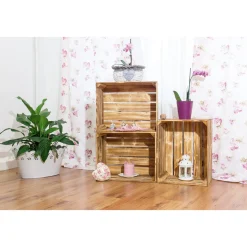 Holzkiste geflammt 50 x 40 x 30 cm ^ Clearance