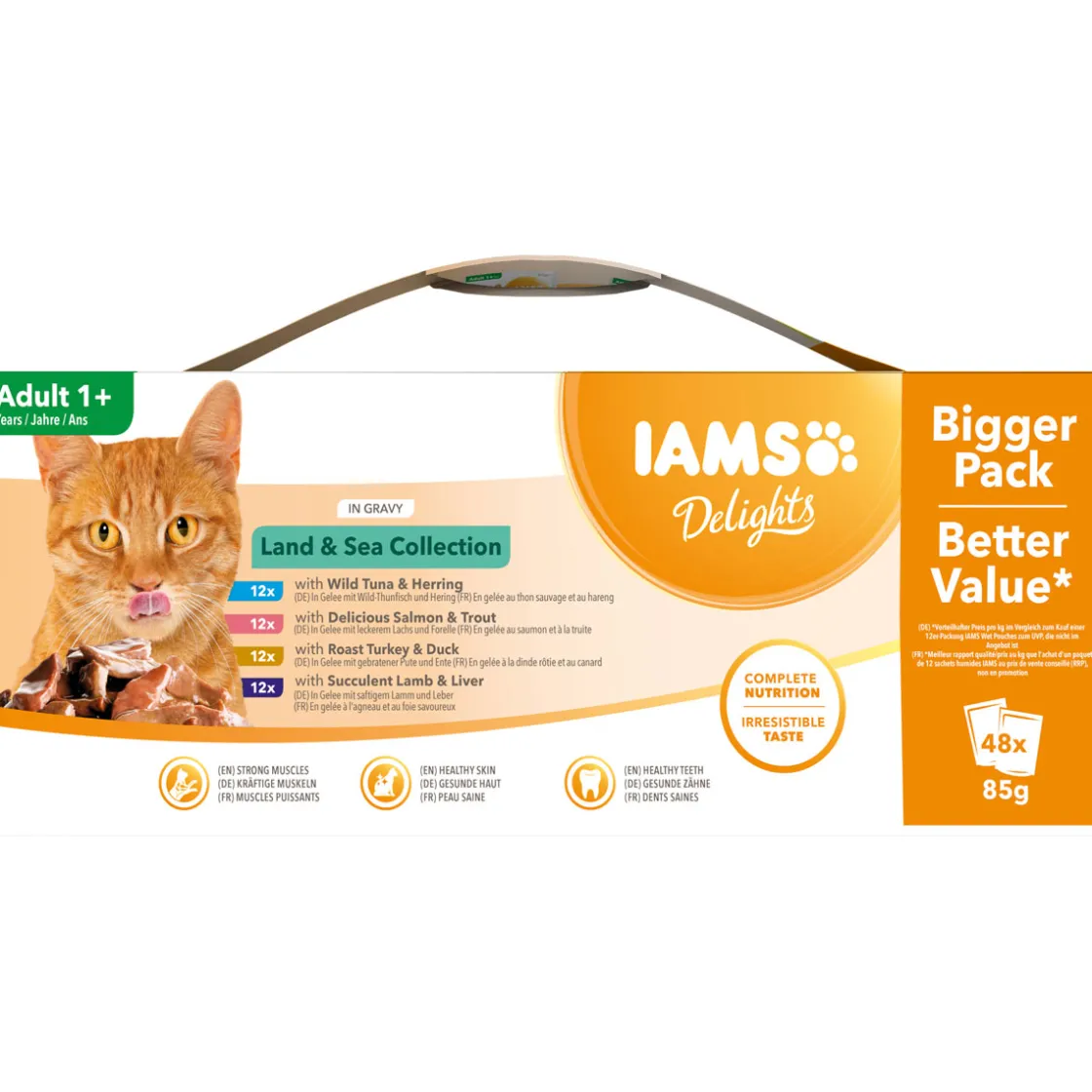 IAMS Nassfutter Delights Erwachsen Mix in Gelee 48 x 85 g ^ Discount