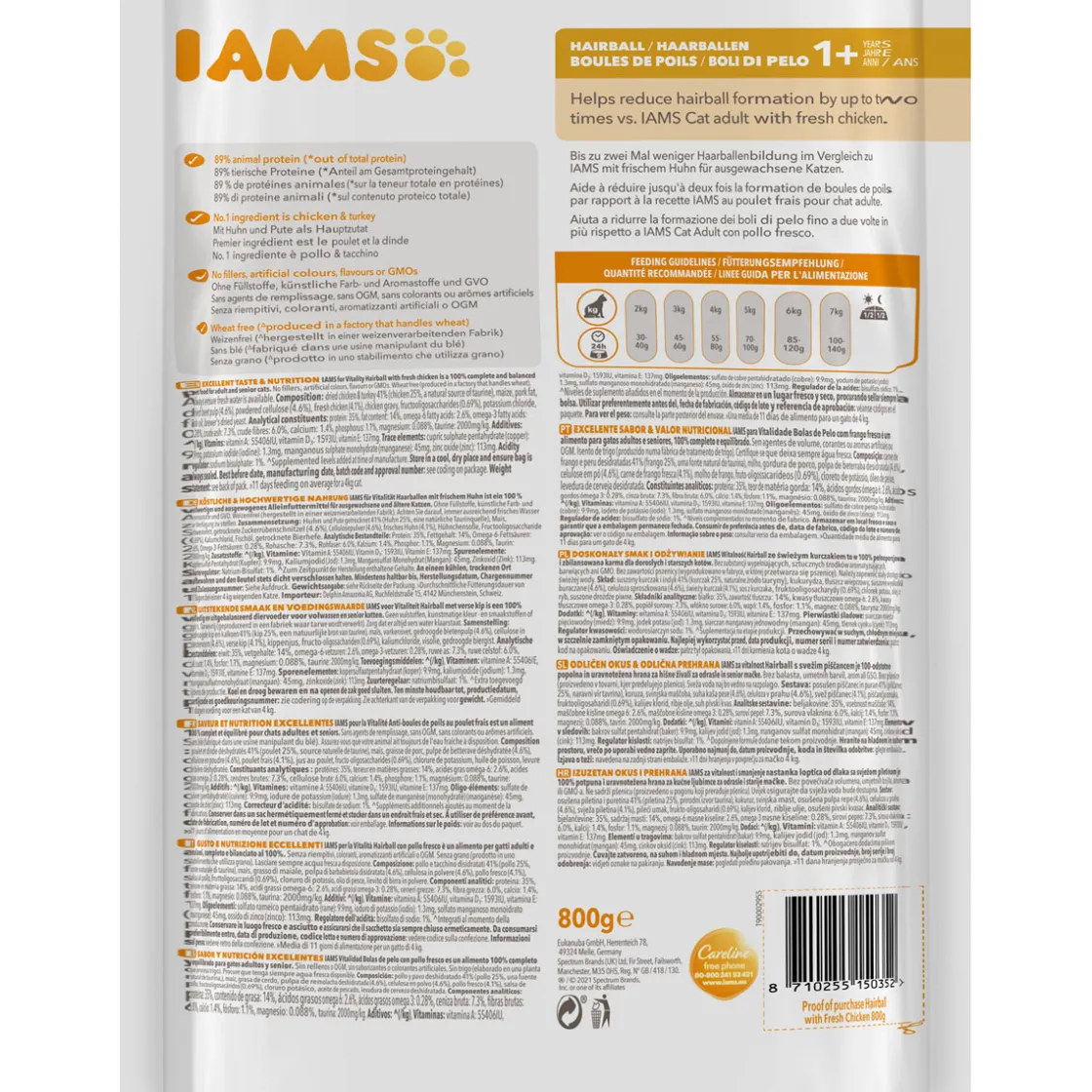 Trockenfutter Vital Katze Haarballen Huhn 800 g ^ iams Clearance