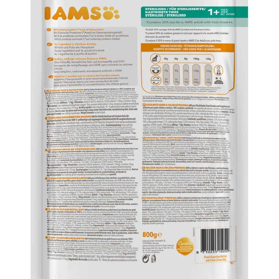 IAMS Trockenfutter Vital Katze Sterilisiert Huhn 800 g ^ Hot