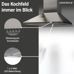 Kaminhaube Edelstahl CH22058IXB60 CM ^ Respekta Clearance
