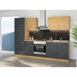 Küchenzeile Alina Eiche Artisan Matera anthrazit 270 cm ^ Online