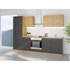 Küchenzeile Alina Eiche Artisan Matera anthrazit 270 cm ^ Online