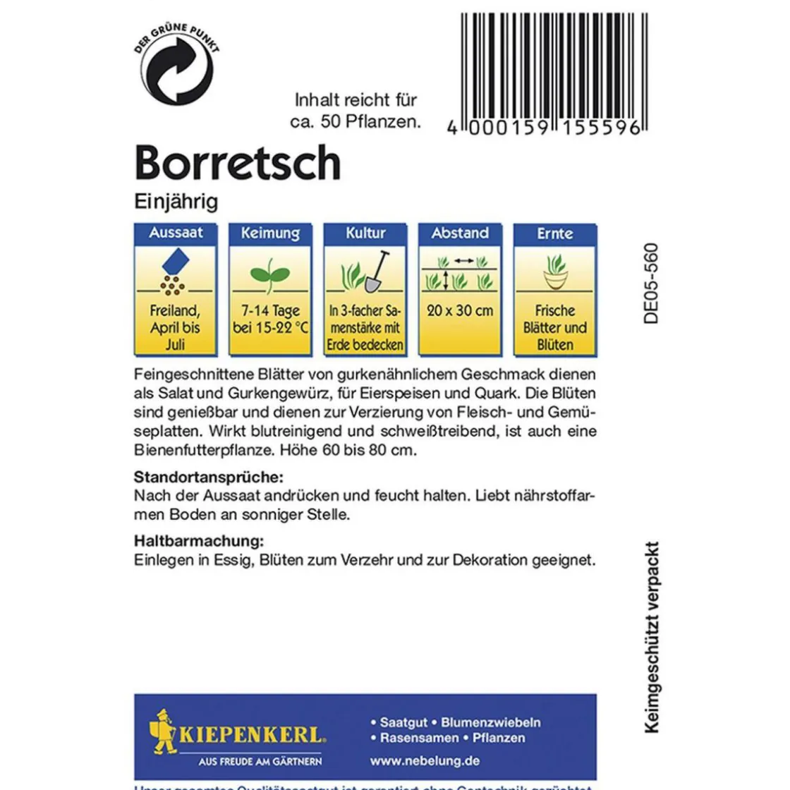 Borretsch einjährig ^ Kiepenkerl