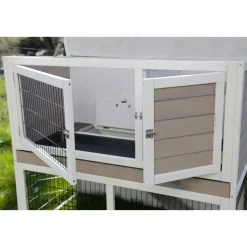 Kleintierstall Lucky 115 x 100 x 65 cm weiß-braun ^ Sale