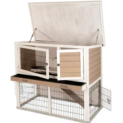 Kleintierstall Lucky 115 x 100 x 65 cm weiß-braun ^ Sale