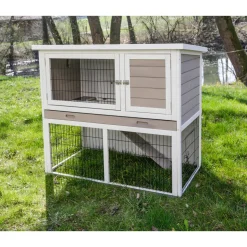 Kleintierstall Lucky 115 x 100 x 65 cm weiß-braun ^ Sale