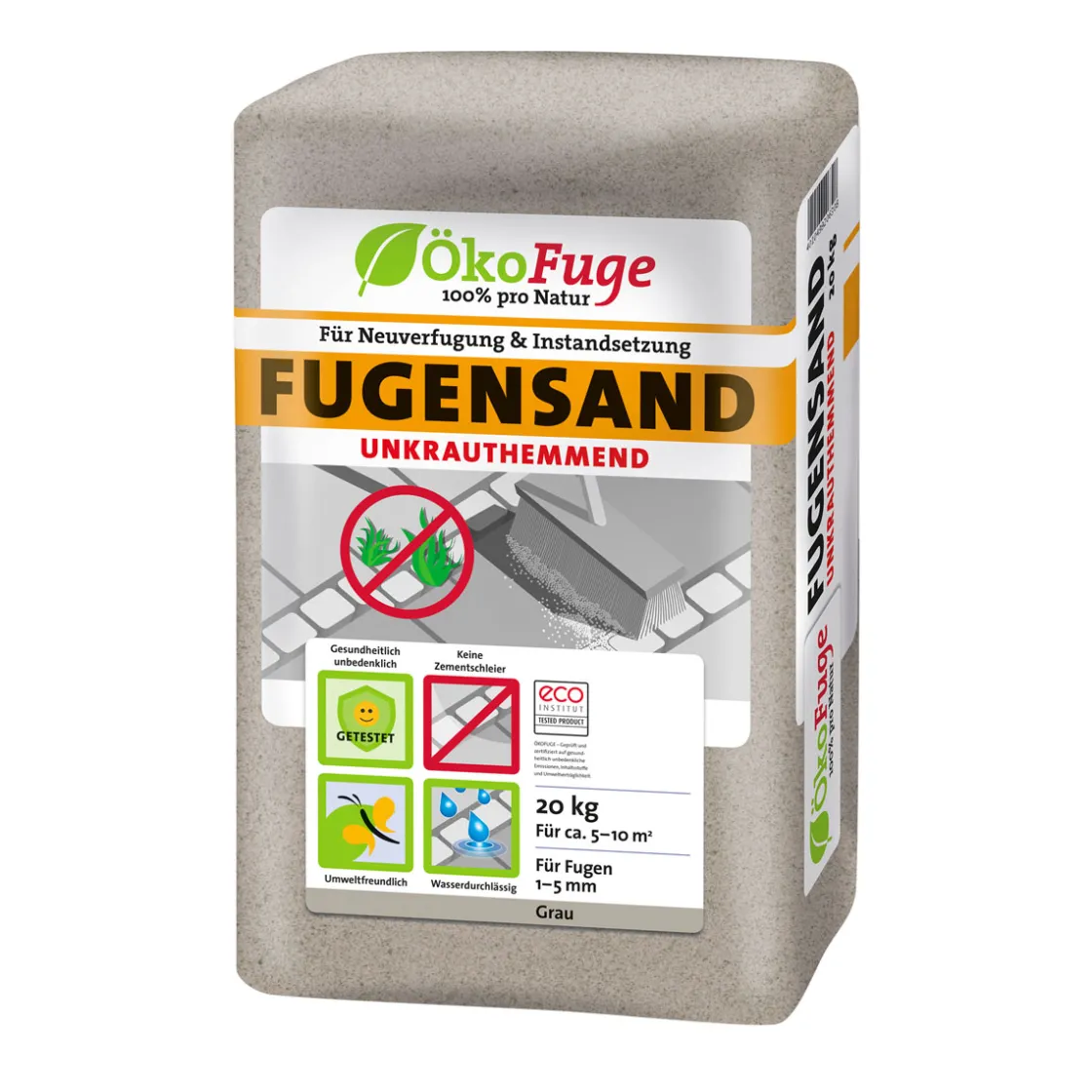 Fugensand 1-5 mm Grau Unkrauthemmend 20 kg ^ ÖkoFuge New
