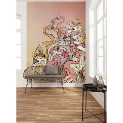 Vlies Fototapete Flamingos and Lillys 200x280 cm ^ Komar Best