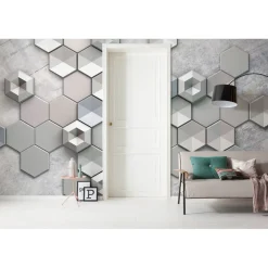 Vlies Fototapete Hexagon Concrete 400x250 cm ^ Komar Outlet