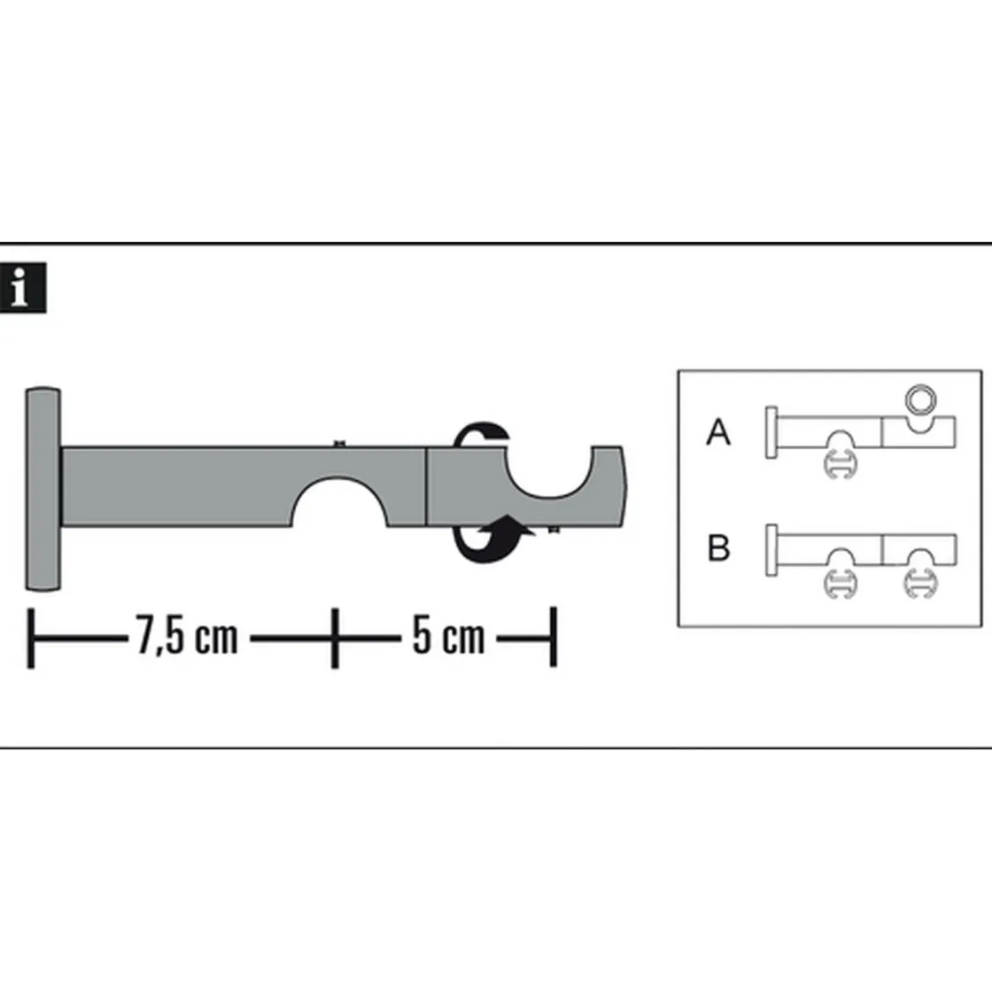 Kombiträger 2lfg offen 16mm schwarz ^ Gardinia Sale