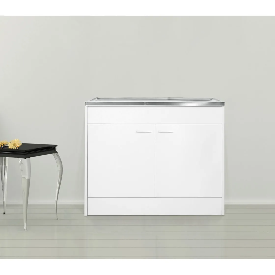 Kompl. Spuele 100x50cm weiss Drehtuer ^ Respekta Hot