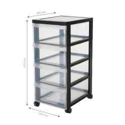 Rollcontainer mit 4 Schubladen und Rollen schwarz ^ Kreher Online