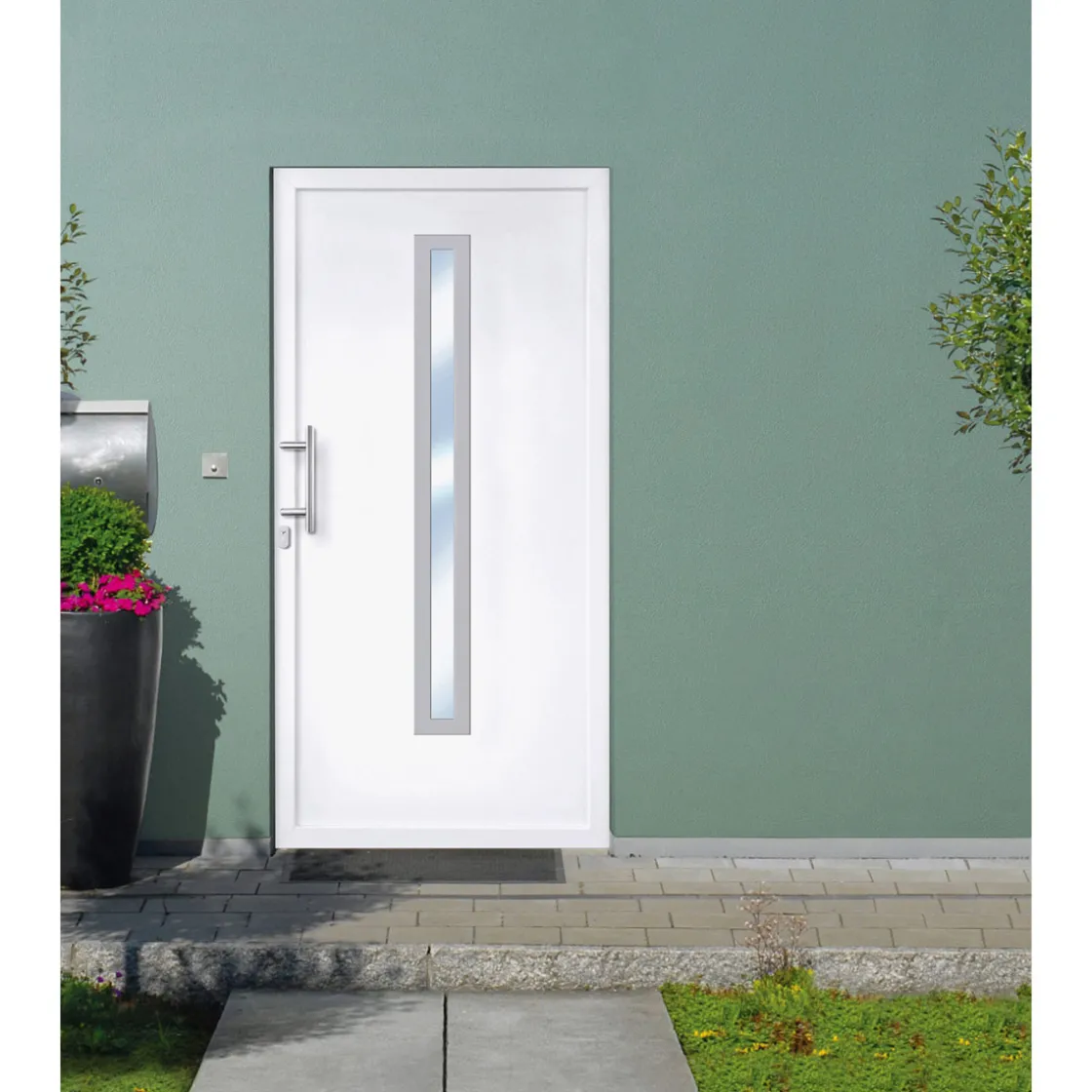 KS Haustür F03 weiss 1000x2100mm DIN L1000x2100mm ^ New