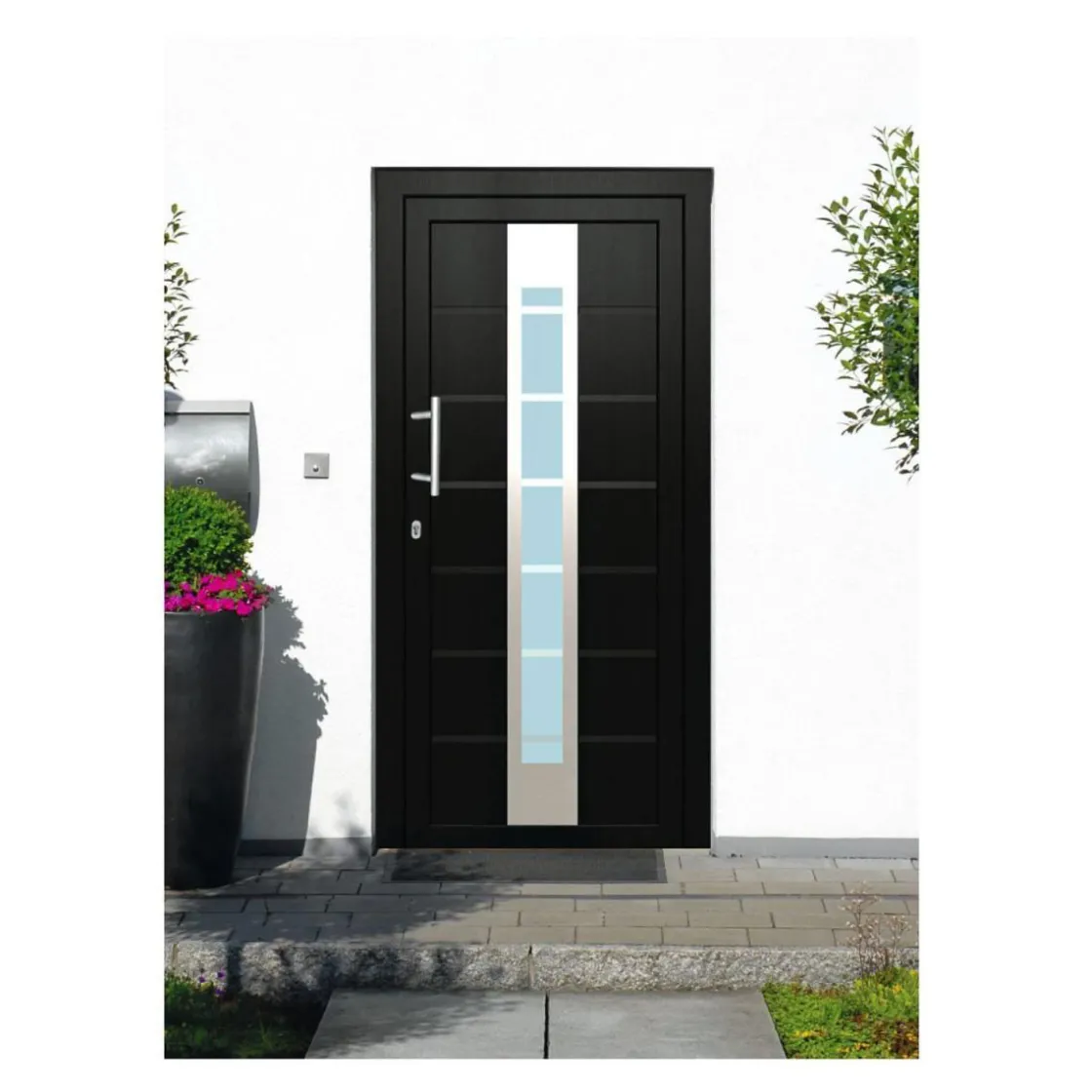 Kunststoff-Haustür D84 anthrazit 100 x 210 cm Anschlag links ^ New