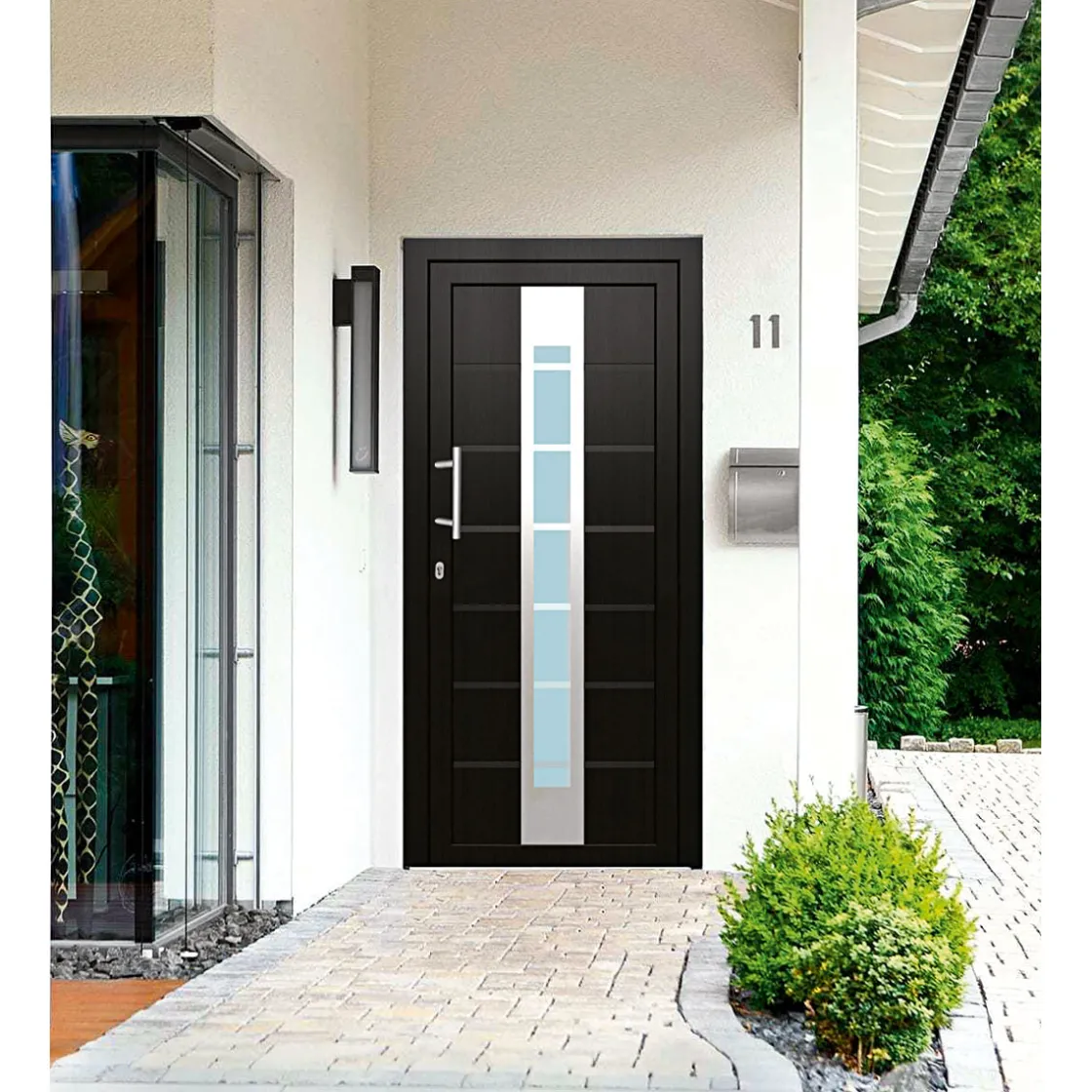 Kunststoff-Haustür D84 anthrazit 100 x 210 cm Anschlag links ^ New