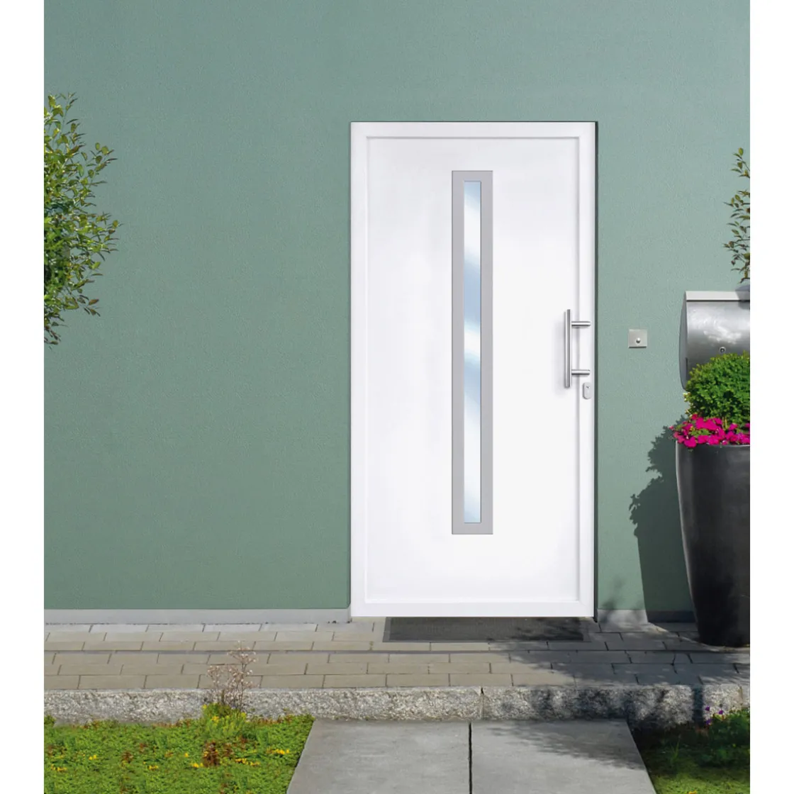Kunststoff-Haustür Signum PVC Mod 70 weiß 98 x 208 cm ^ New