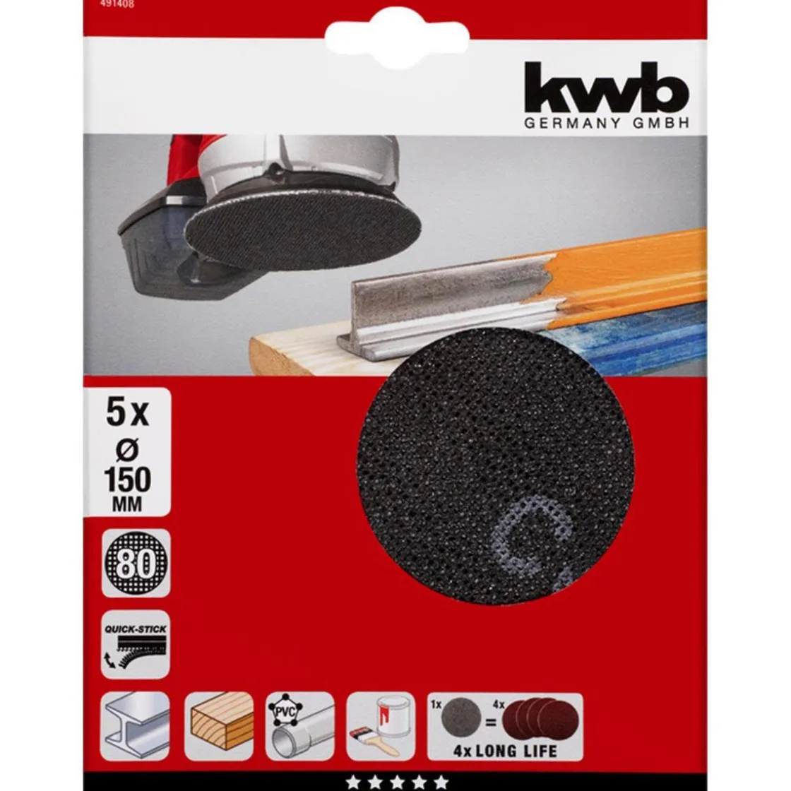 Gitterleinen für Exzenterschleifer Durchmesser 150 mm K80 ^ kwb New