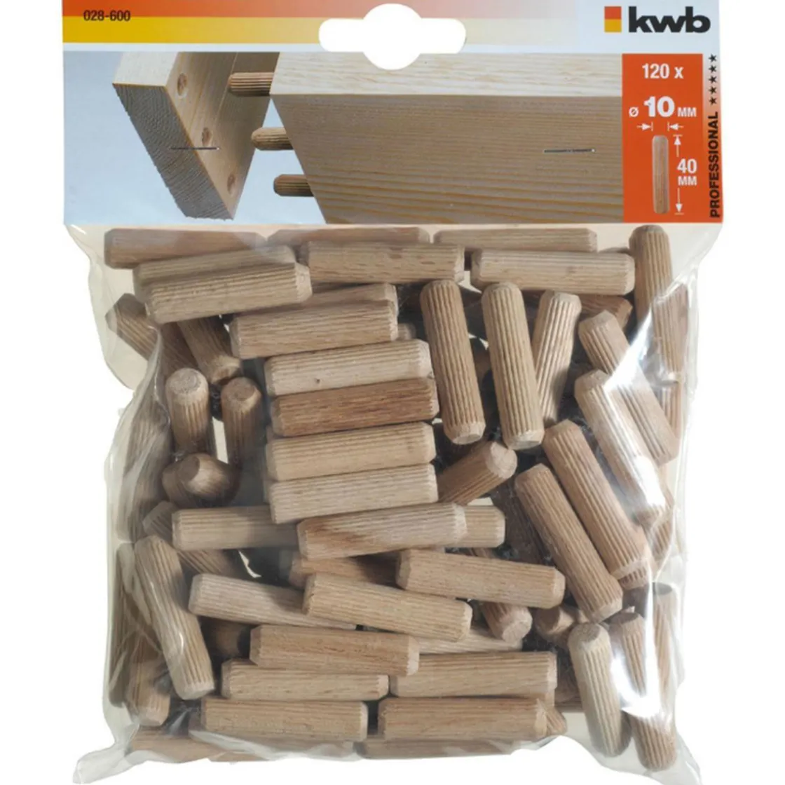 Hollzdübel 10 x 40 mm 120 Stück ^ kwb Sale