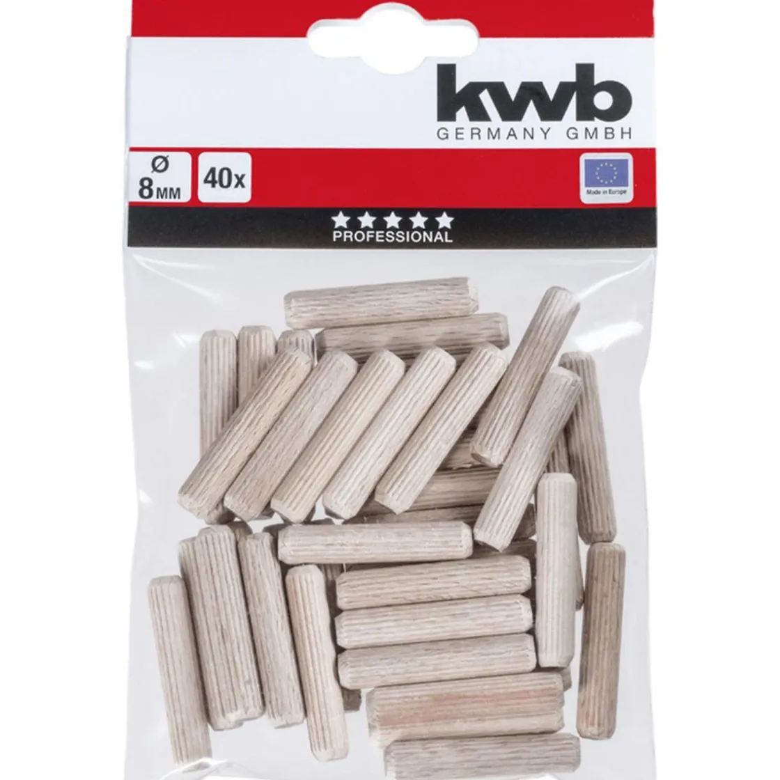 Hollzdübel 8 x 40 mm 40 Stück ^ kwb Hot