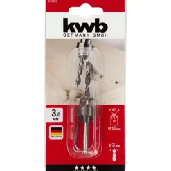 Holzspiralbohrer-Set mit Aufstecksenker und Tiefenstop 3 teilig Durchmesser 3 mm ^ kwb Best