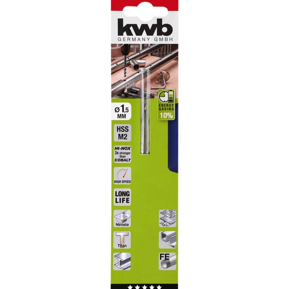 Metallbohrer Hi-Nox M2 Durchmesser 1,5 mm ^ kwb Discount