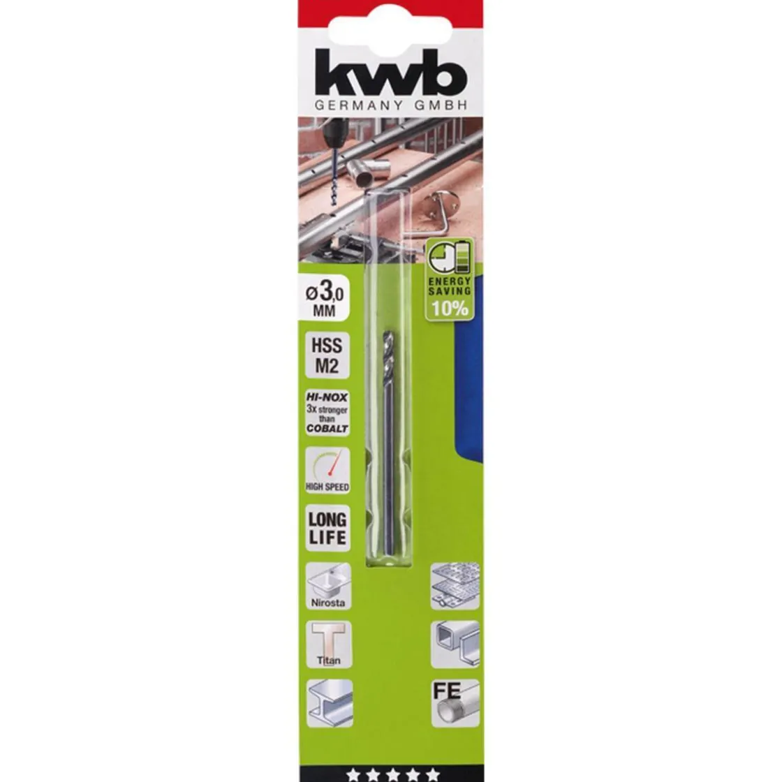 Metallbohrer Hi-Nox M2 Durchmesser 3 mm ^ kwb Best