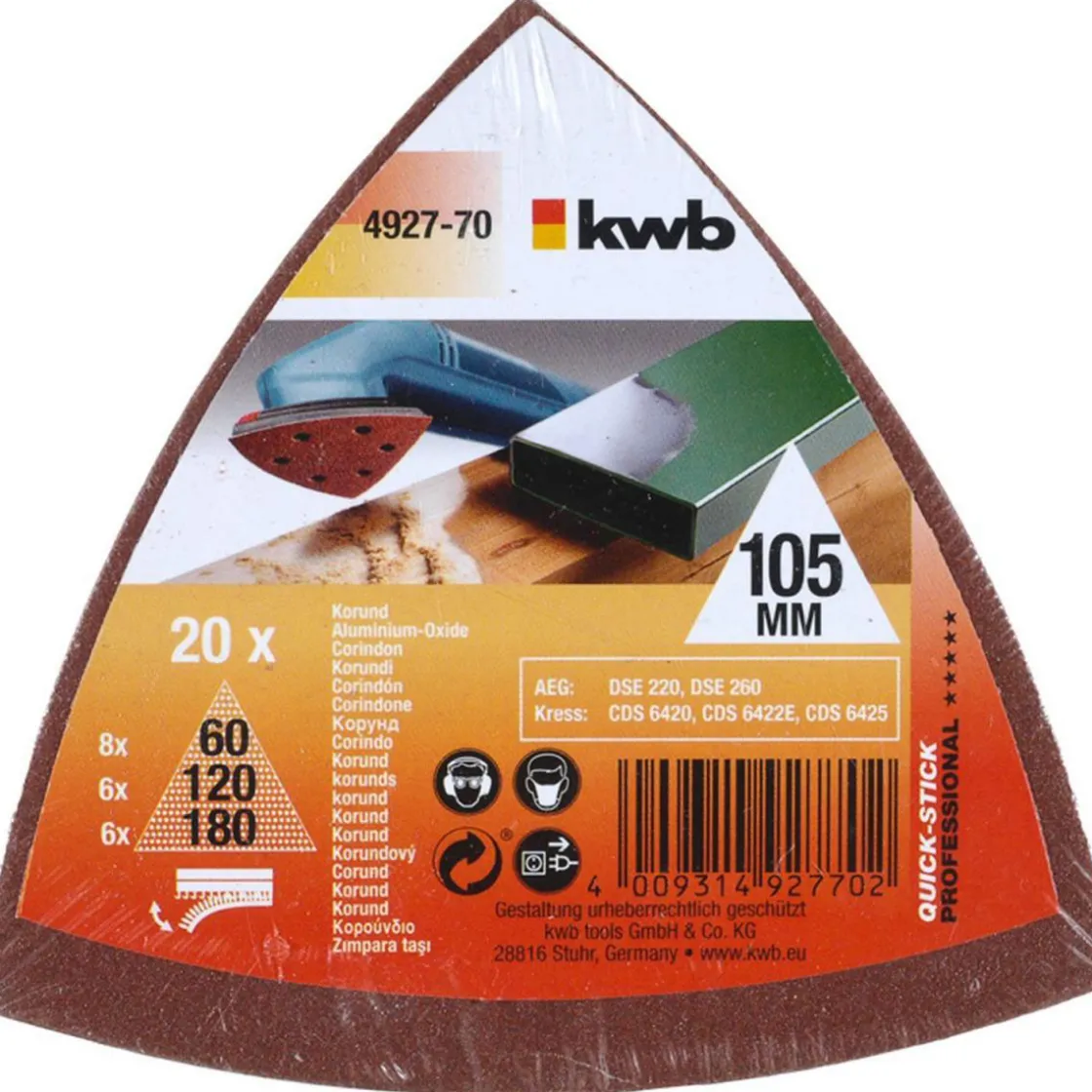 Schleifdreiecke Quick Stick Holz und Metall 105 mm ^ kwb Outlet