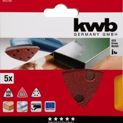 Schleifdreiecke Quick Stick Holz und Metall 105 mm K80 ^ kwb Sale