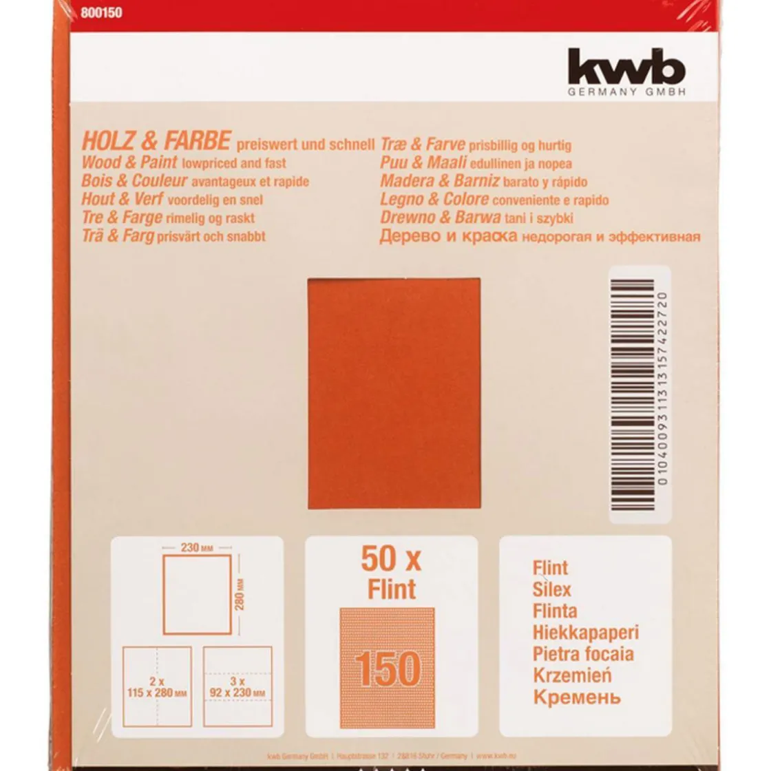Schleifpapier Holz und Farbe Flint 230 x 280 mm K150 ^ kwb Clearance