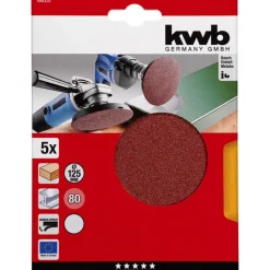 Schleifscheiben Quick-Stick Holz und Metall Durchmesser 125 mm K80 ^ kwb Hot