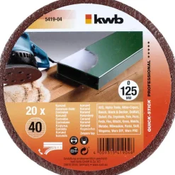 Schleifscheiben Quick-Stick Holz und Metall Durchmesser 125 mm K40 ^ kwb Clearance