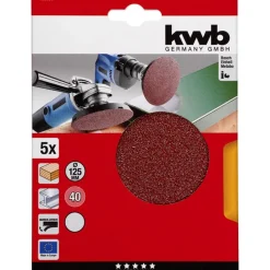 Schleifscheiben Quick-Stick Holz und Metall Durchmesser 125 mm K40 ^ kwb Discount