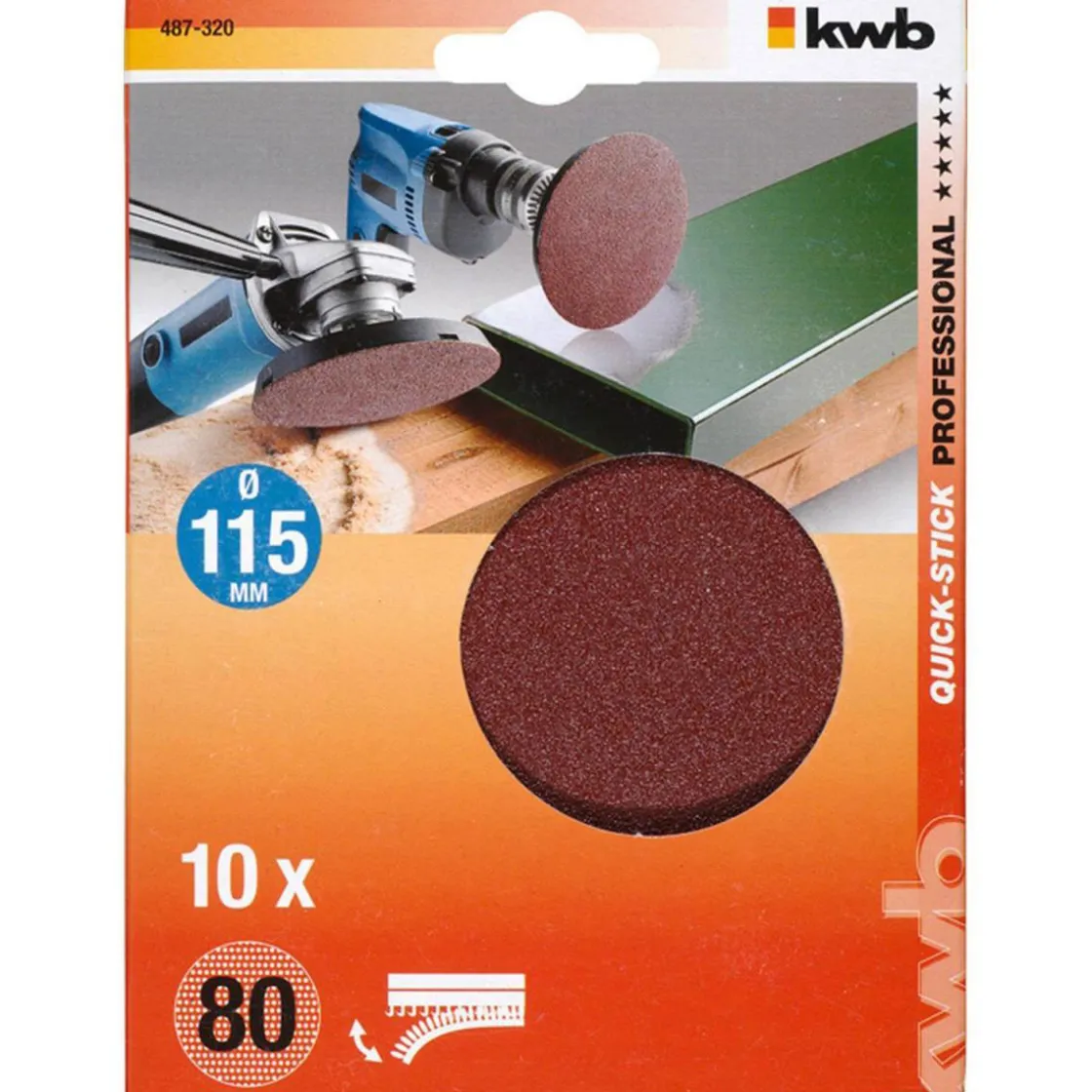 Schleifscheiben Quick-Stick Holz und Metall Durchmesser 115 mm K80 ^ kwb Outlet