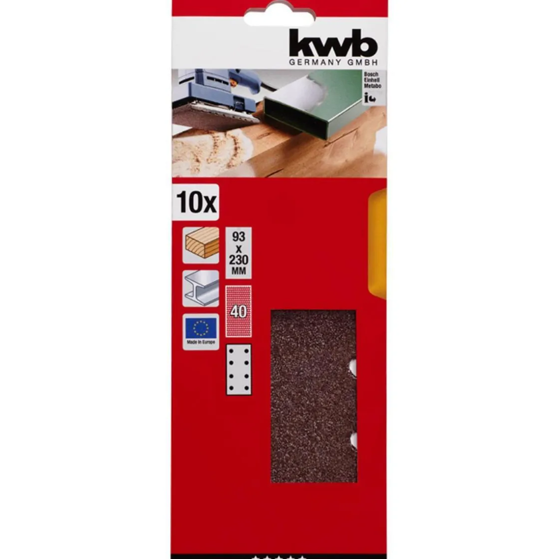 Schleifstreifen Holz und Metall 93 x 230 mm K40 ^ kwb Sale