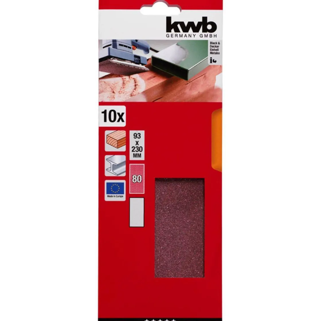 Schleifstreifen Holz und Metall 93 x 230 mm K80 ^ kwb Hot