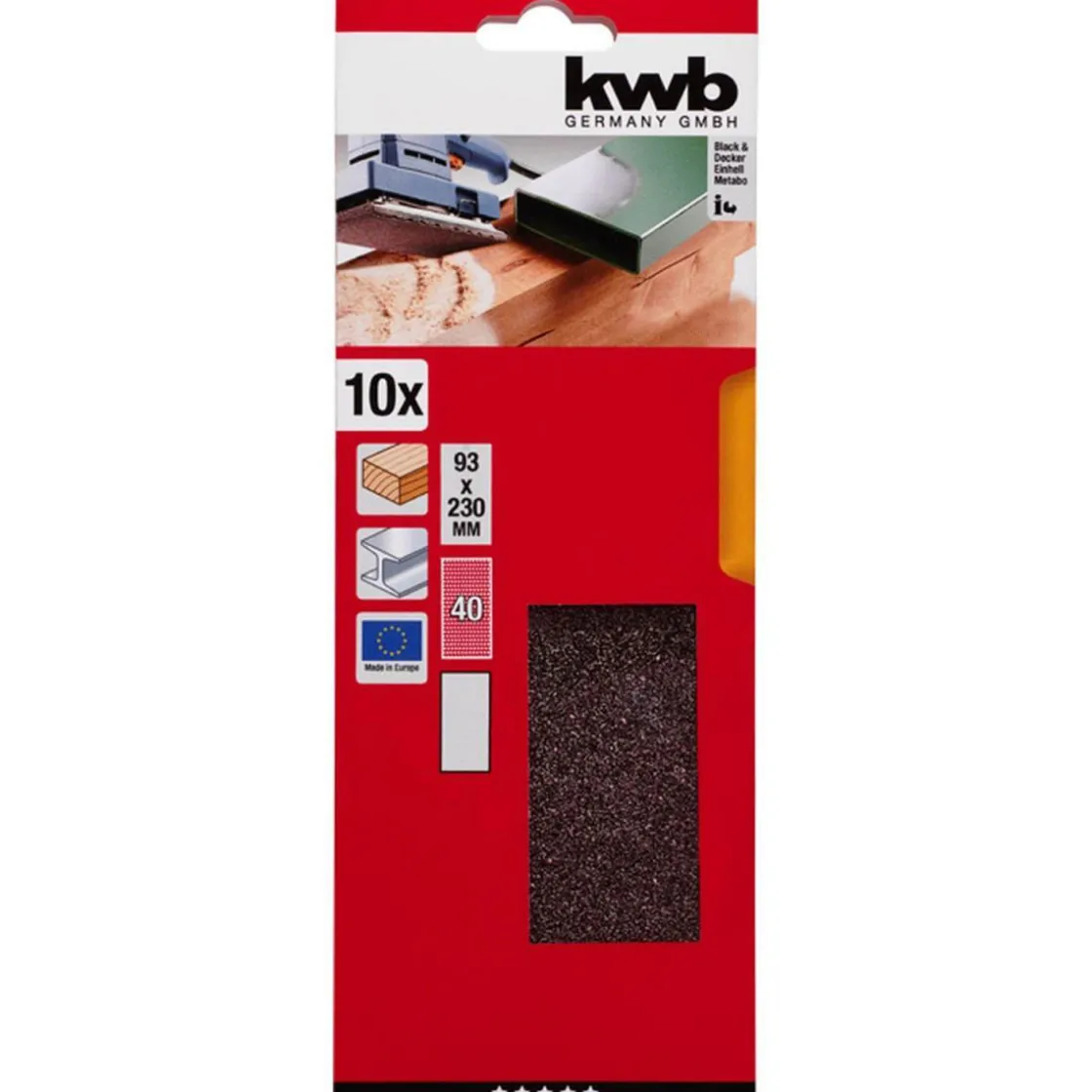 Schleifstreifen Holz und Metall 93 x 230 mm K40 ^ kwb Sale